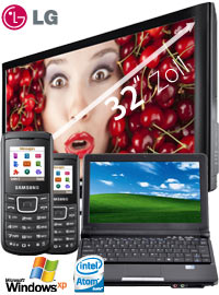 Bundle 32 Zoll LCD HD TV + Netbook Windows + 2 x Samsung E1100