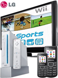 Bundle 32 Zoll LCD HD TV + Nintendo Wii + 2 x Samsung E1100