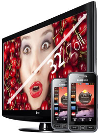 Bundle 81 cm LCD HD TV + 2 x Samsung S5230 Star