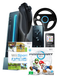 Bundle Nintendo Wii schwarz Jubiläums-Edition + Samsung E1100