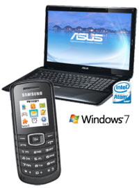 Bundle Notebook 44cm Windows 7 + Samsung E1080w