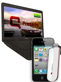 Mobiles Internet Notebook Win7 + UMTS-Stick 21,6 + iPhone 4
